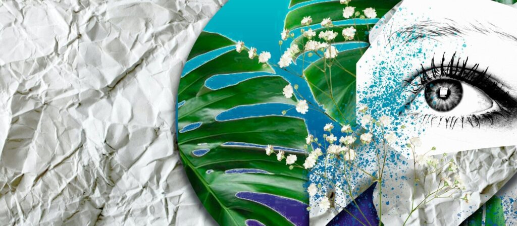 blue and green floral round plate