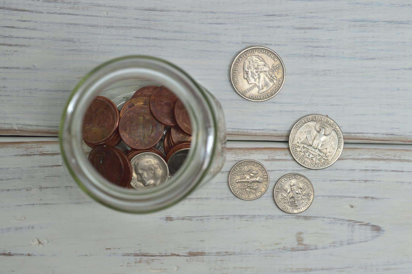 Energy, astrological symbols, zodiac, predictions, horoscope, Energy, astrological symbols, Top view of a jar filled with coins placed on a wooden table, depicting savings.