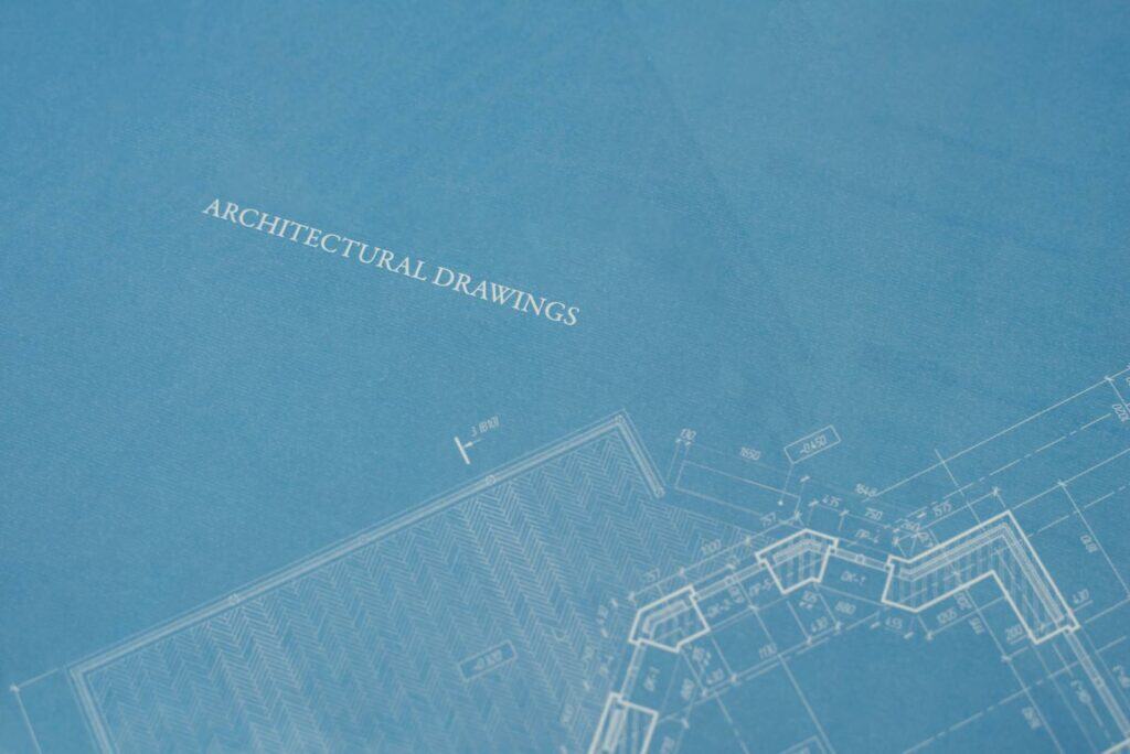 Close-up view of architectural blueprint with technical drawings. builder, astrology, birth chart