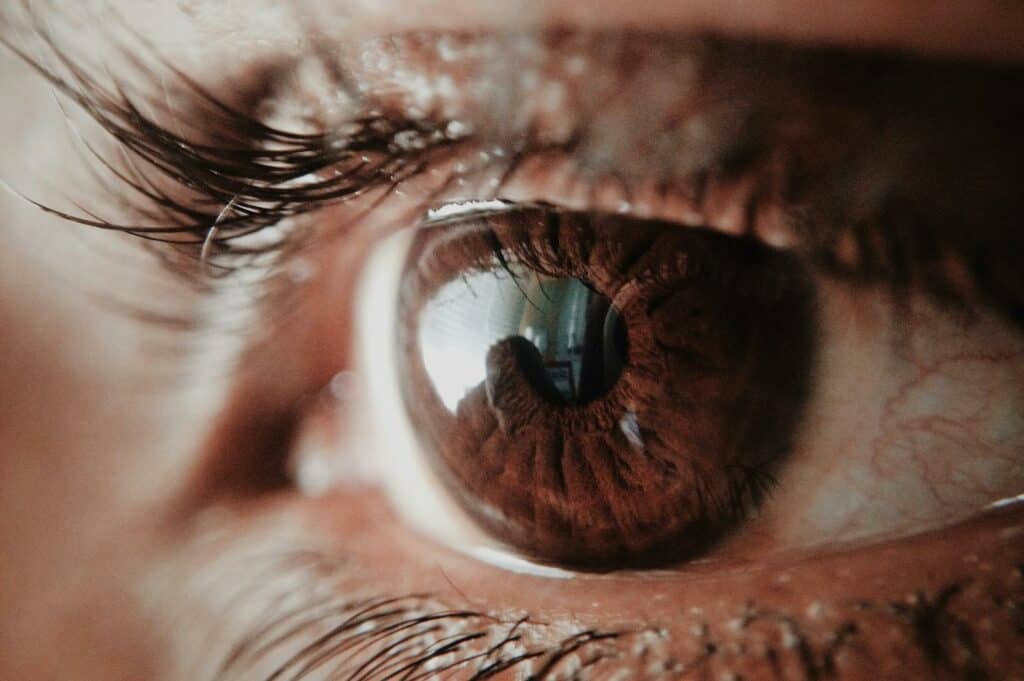 Detailed macro shot of a human eye capturing intricate details of the iris and reflections. Exploring the 4 Cosmic Archetypes That Shape Your Career Path