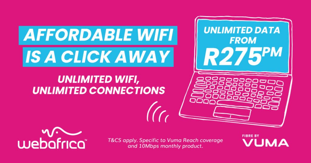 uncapped fibre South Africa, cheap fibre Johannesburg, fibre internet unlimited data Cape Town, Vuma, internet, webafrica